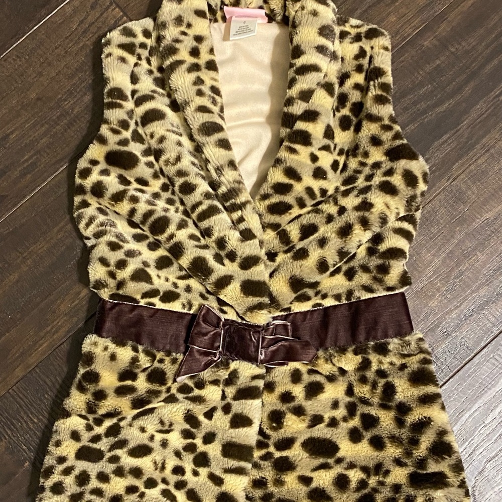 Little Lass Leopard print faux fur vest